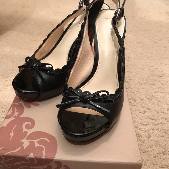 Coach Platform Black Sling Back Peep Toe Heels - Picture 2 of 5